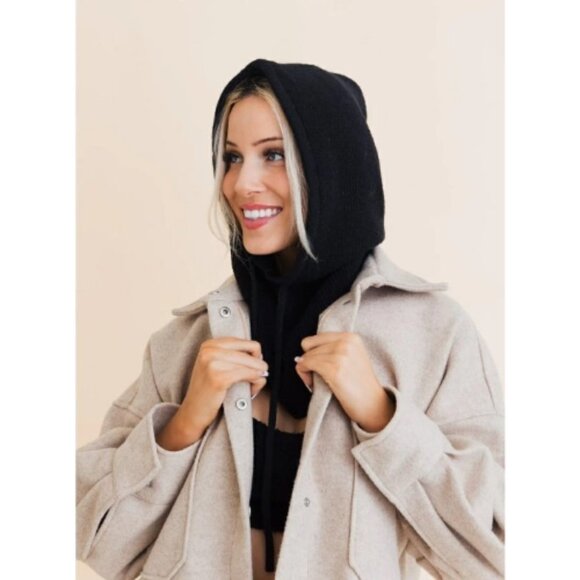 Balaclava Headwarmer w/ Drawstring Black - Picture 1 of 2